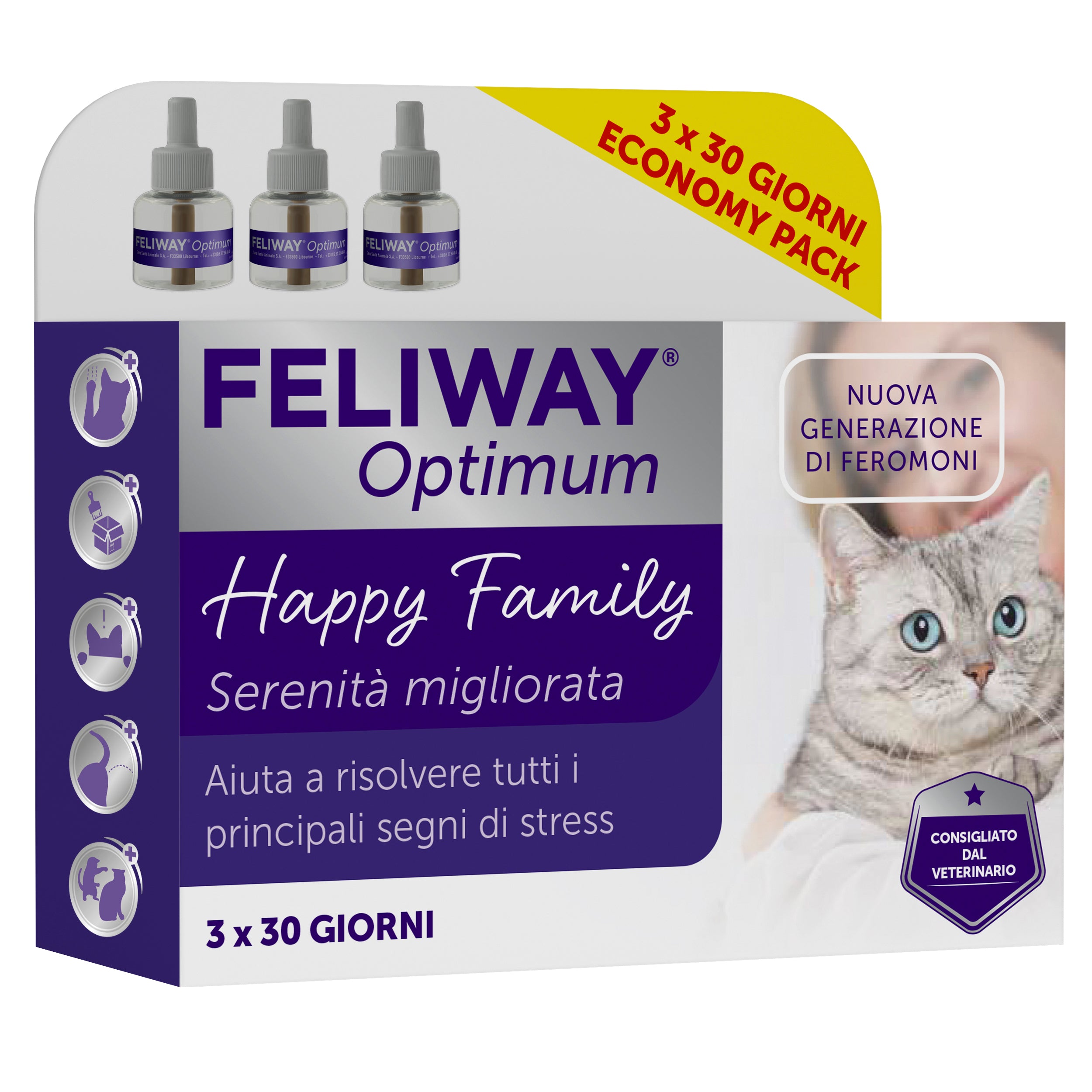 Feliway Classic Ricarica 3 Pezzi da 48ml - Feromone per Gatti Stressati